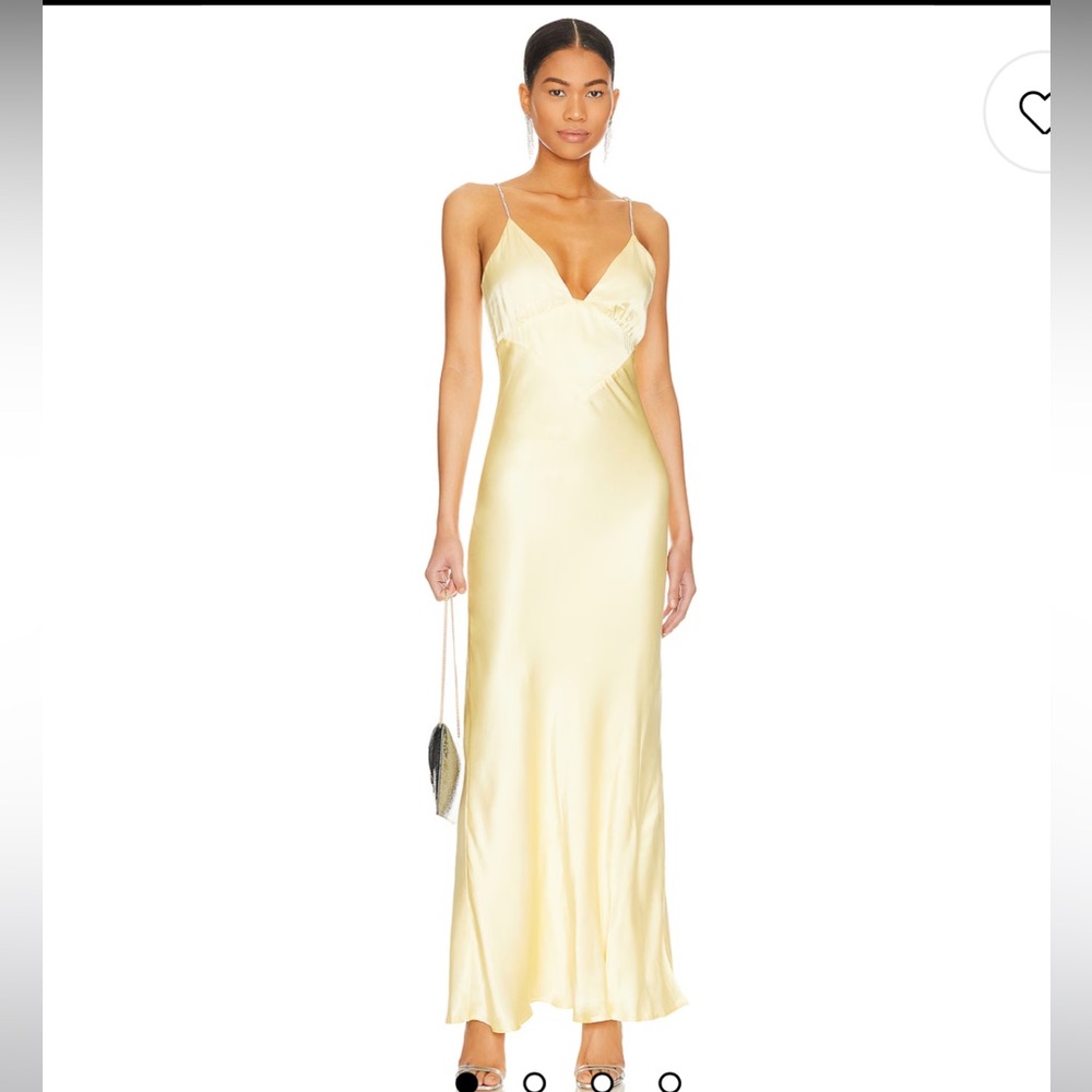 Bardot Capri Diamonte Slip Dress in Canary Yellow